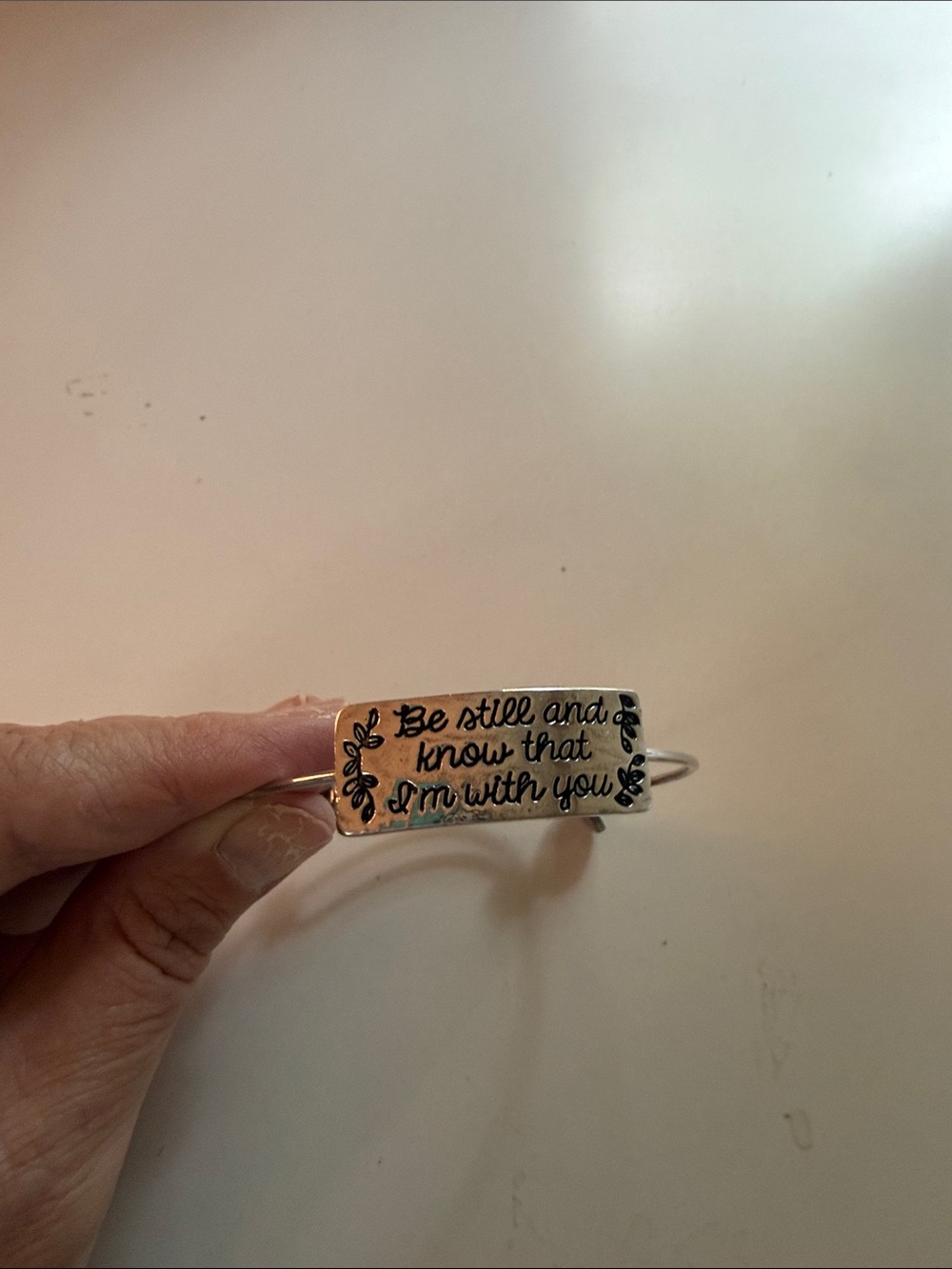 Engraved Sentiment Silver Tone Bracelet